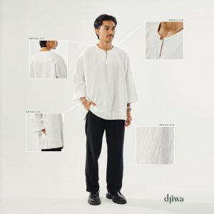 Djiwa Mahakam 3/4 Sleeve Kurta Raya Traditional Fit Material Cotton Jacquard